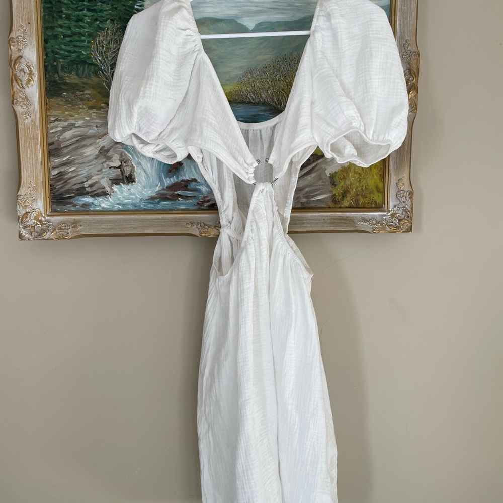 Source Unknown White Puff Sleeve Cutout Maxi Dress - Picture 2 of 4